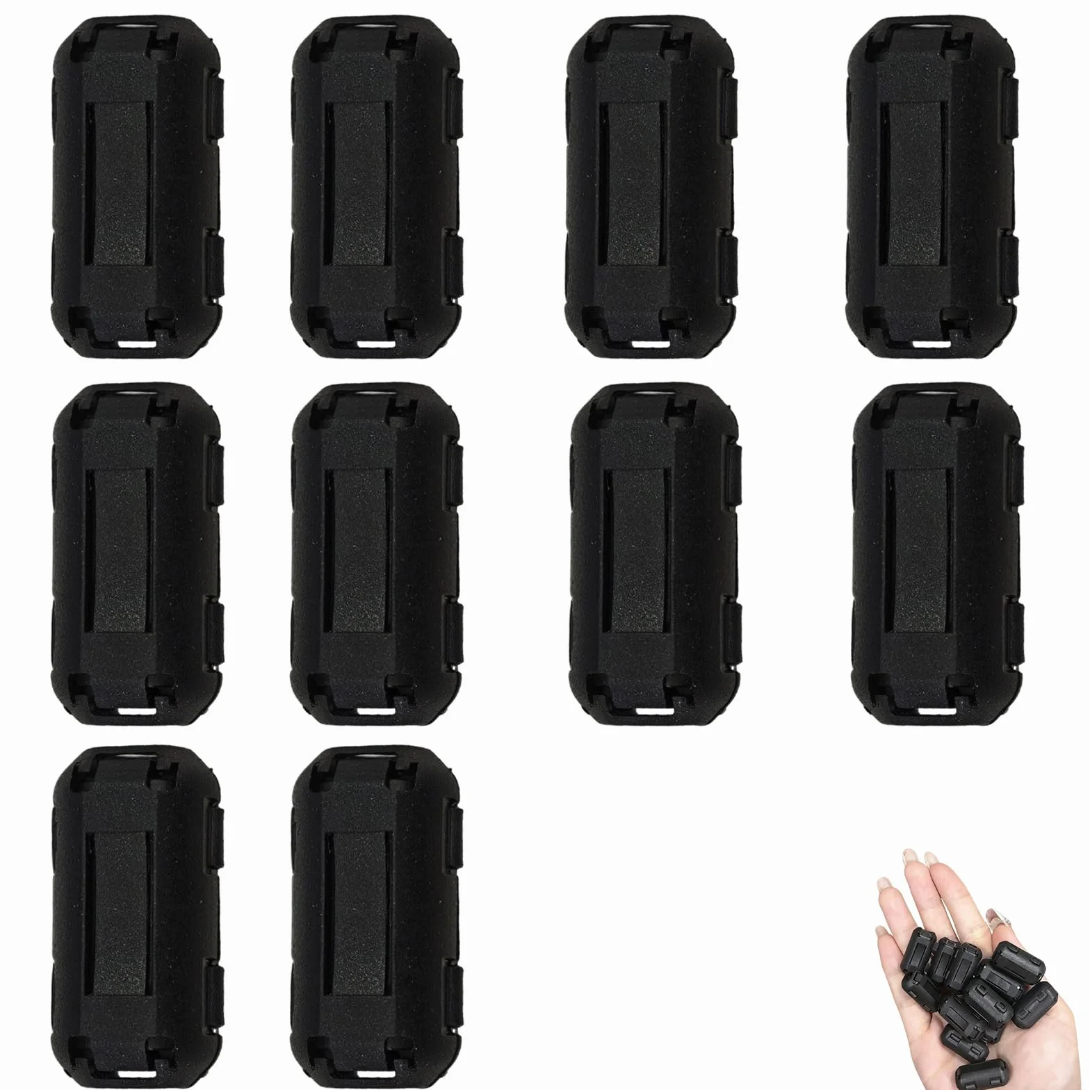 Núcleo de Anillo de Ferrita Negro, 10 Piezas, Clip de Cable Supresor de Ruido para USB, Vídeo
