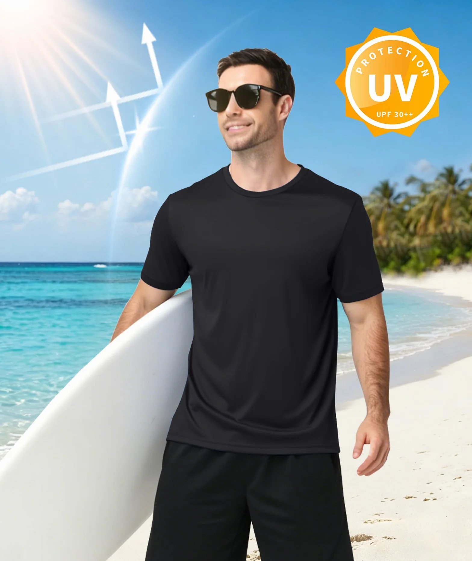 ZITY Rashguard UPF 50+ Manga Corta Hombre Deportes Acuáticos Secado Rápido Transpirable
