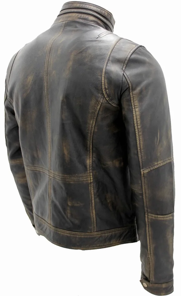 Infinity Leather Negro de la vendimia caliente Brando chaqueta de motociclista de cuero de los hombres