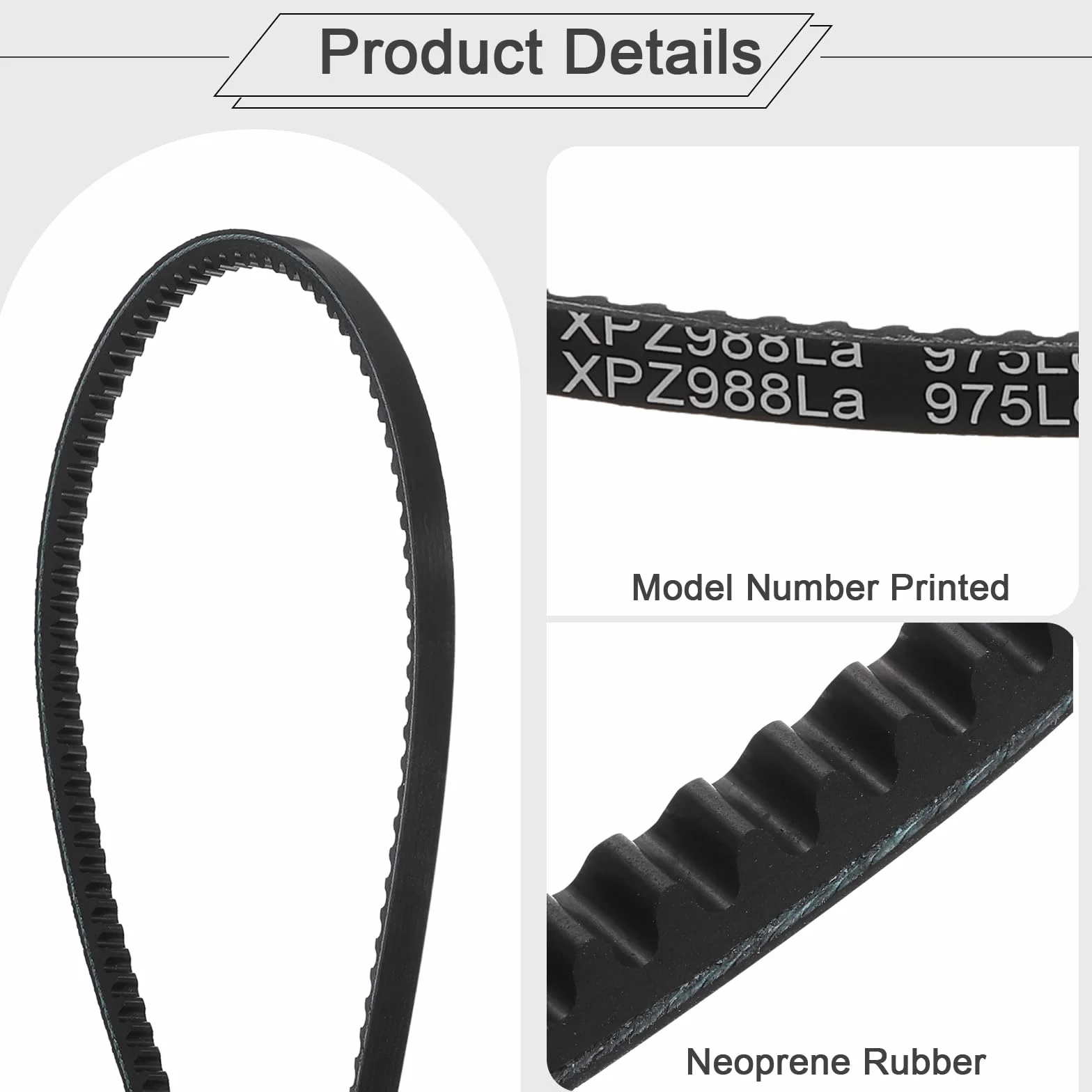 QUARKZMAN Correa en V Xpz975 Epdm 10 mm x 975 mm Goma Industrial Acanalada