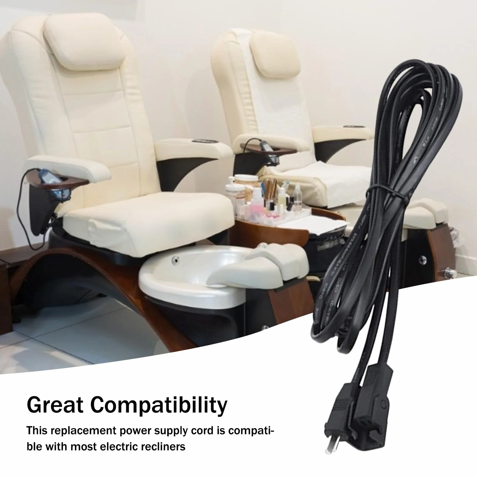 Cable de alimentación reclinable 6.5 pies para silla de elevación eléctrica, conector de control