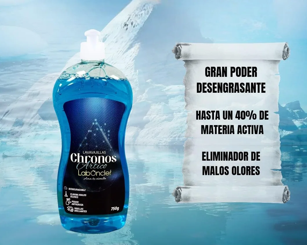 CHRONOS Lavavajillas Líquido a Mano Ultra Concentrado, Gran Poder Desengrasante, Espumante, Aroma Canela/Naranja
