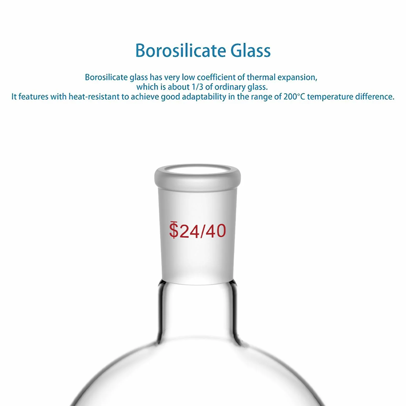StonyLab 500ml Frasco de Vidrio Redondo con Fondo Redondo, RBF, Junta Exterior Cono Estándar 24/40
