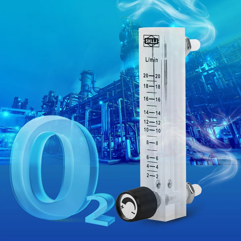 Caudalímetro 2-20LPM medidor de flujo de oxígeno acrílico válvula de control