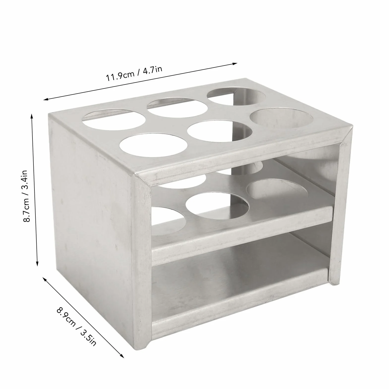Soporte para Tubos de Ensayo de Acero Inoxidable 30mm 6 Orificios 3 Niveles 50ml