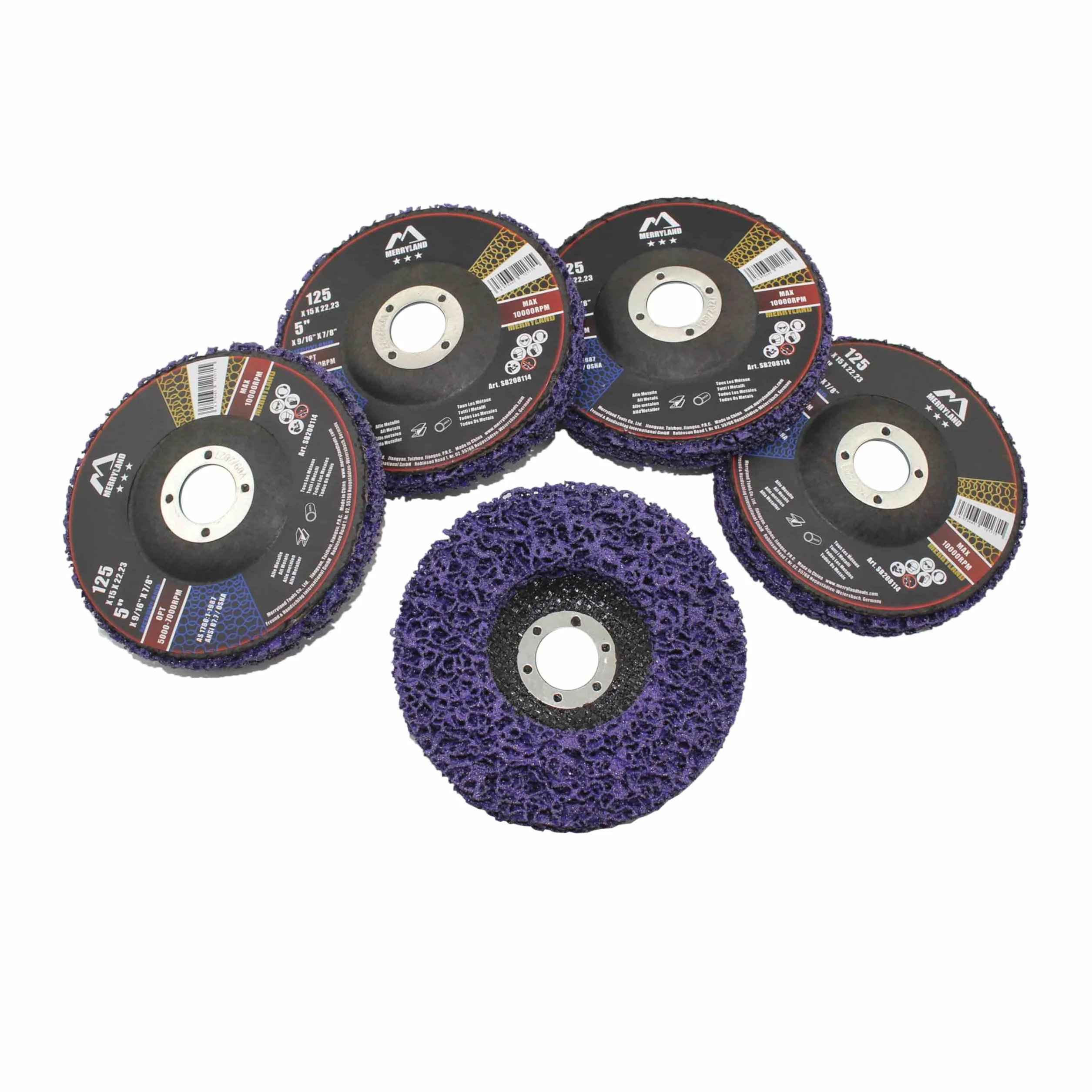 Disco de Limpieza Merryland 125mm para Amoladora Angular, Disco de Decapado CSD 5 Piezas, Abrasivo para Metal Acero INOX Hierro