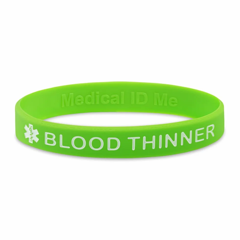 Pulseras de alerta médica anticoagulantes silicona 18-21 cm paquete 5