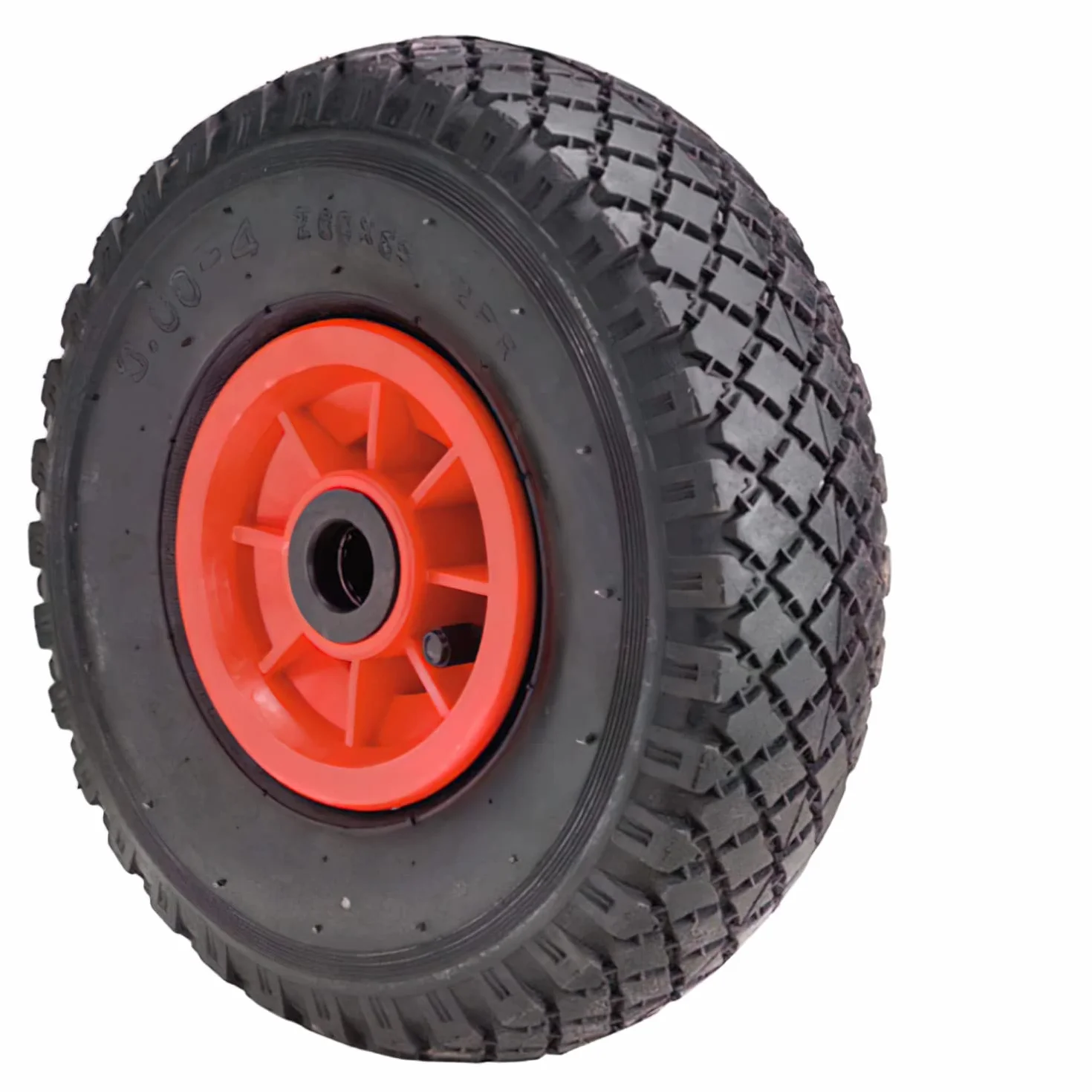 Rueda Carretilla Sacos Neumática Ø 260 mm Llanta Plástico Eje 20 mm