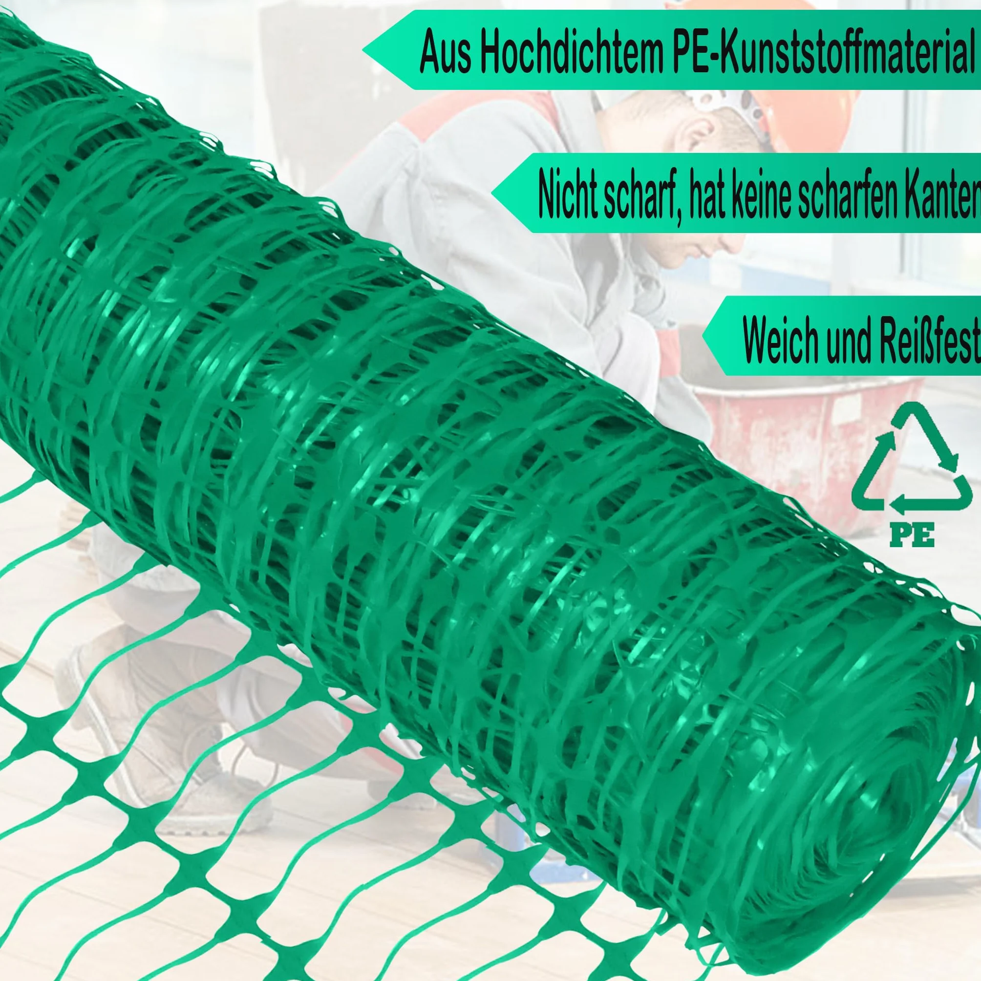 HENGMEI Valla de Construcción 80 m x 100 cm Red de Protección de Plástico Verde