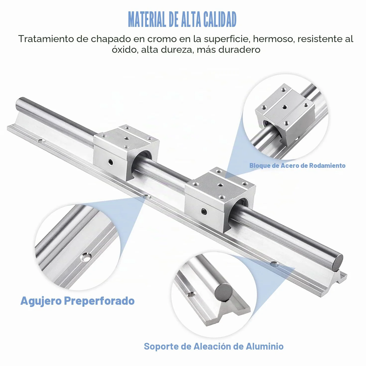 Riel lineal SBR12-1000 mm acero inoxidable con 4 rodamientos SBR12UU CNC para impresora 3D