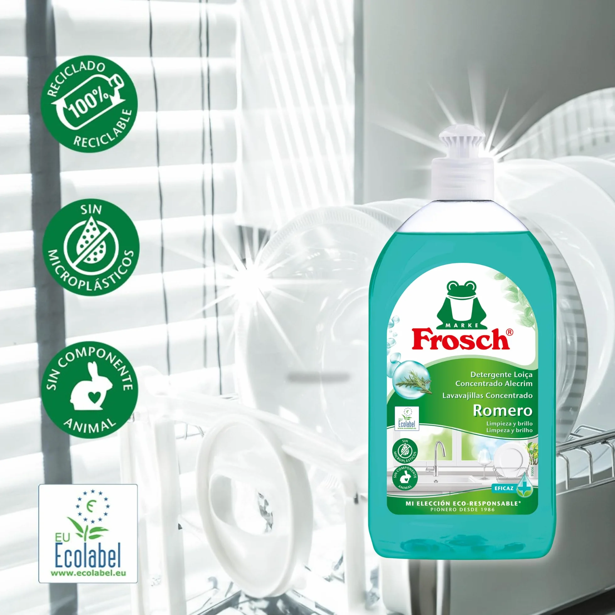Frosch Lavavajillas a Mano Líquido Concentrado Ecológico Romero 500ml