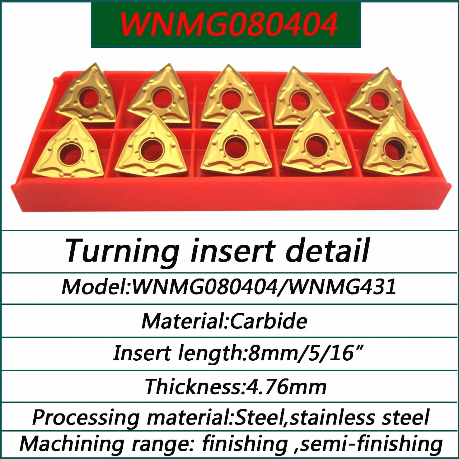 Samfox Insertos de Carburo WNMG 10 Piezas para Torno Herramienta de Corte CNC