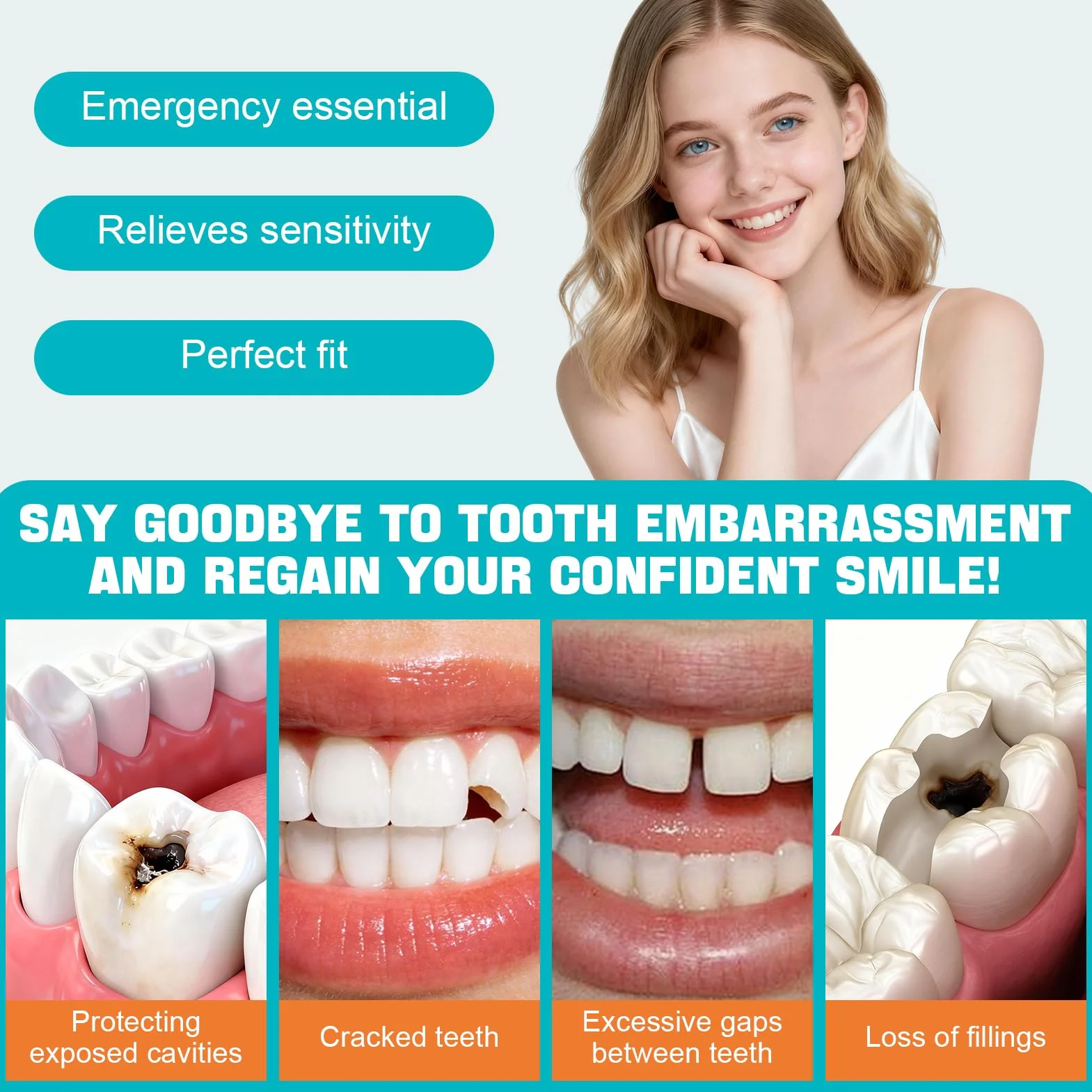 Empaste Dental Profesional, Relleno Dental Temporal, Reparación Dental, 15g