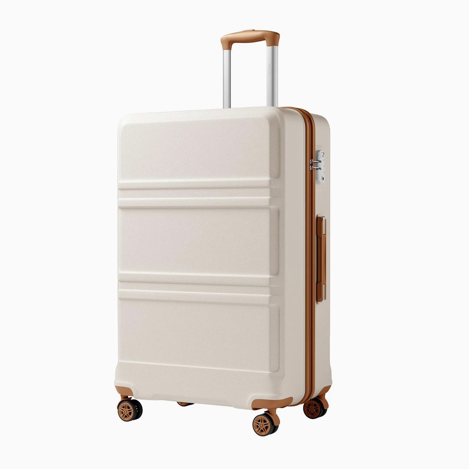 Kono Maletas de Viaje Grandes 23 Kilos, Maleta Grande 75 cm de ABS+PC con Textura Antiarayaduras, Maletas de Viaje con Cremalleras, Cerradura TSA, Femenina y Suave (Crema)