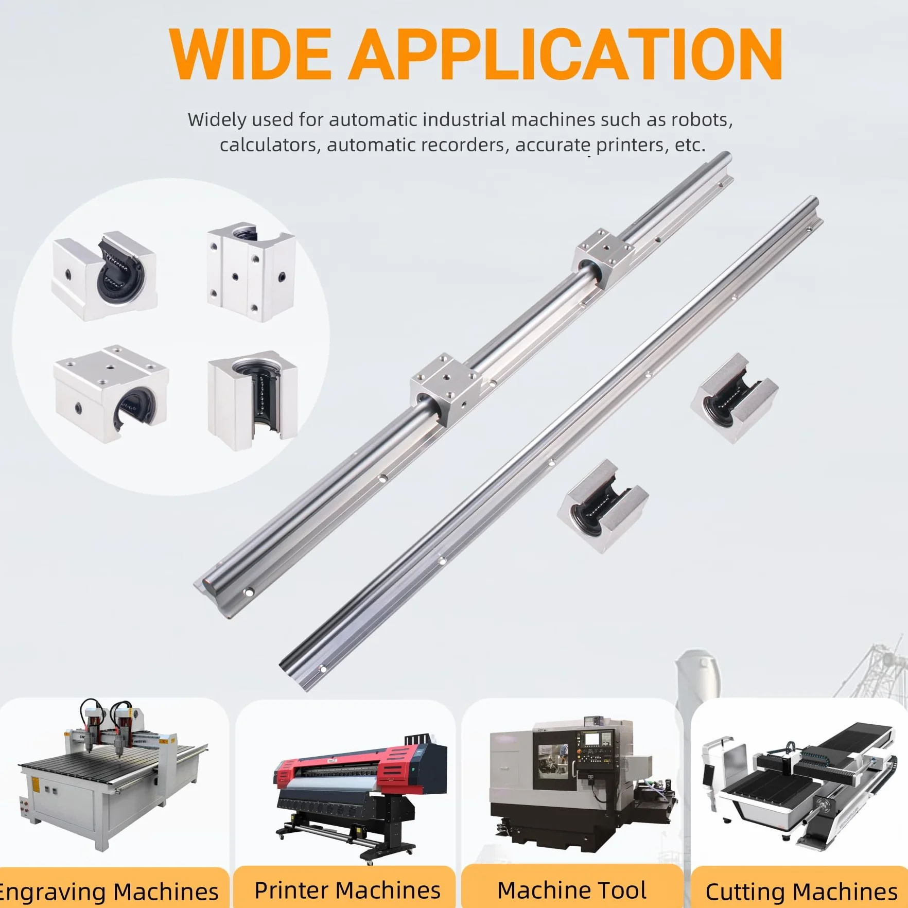 Riel lineal SBR12-500 mm con 2 ejes guía SBR12UU para impresoras 3D y CNC