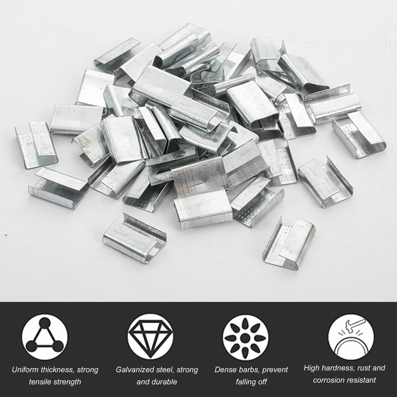 Sellos abiertos para fleje de acero galvanizado 16 mm PET Hebilla de fleje de metal