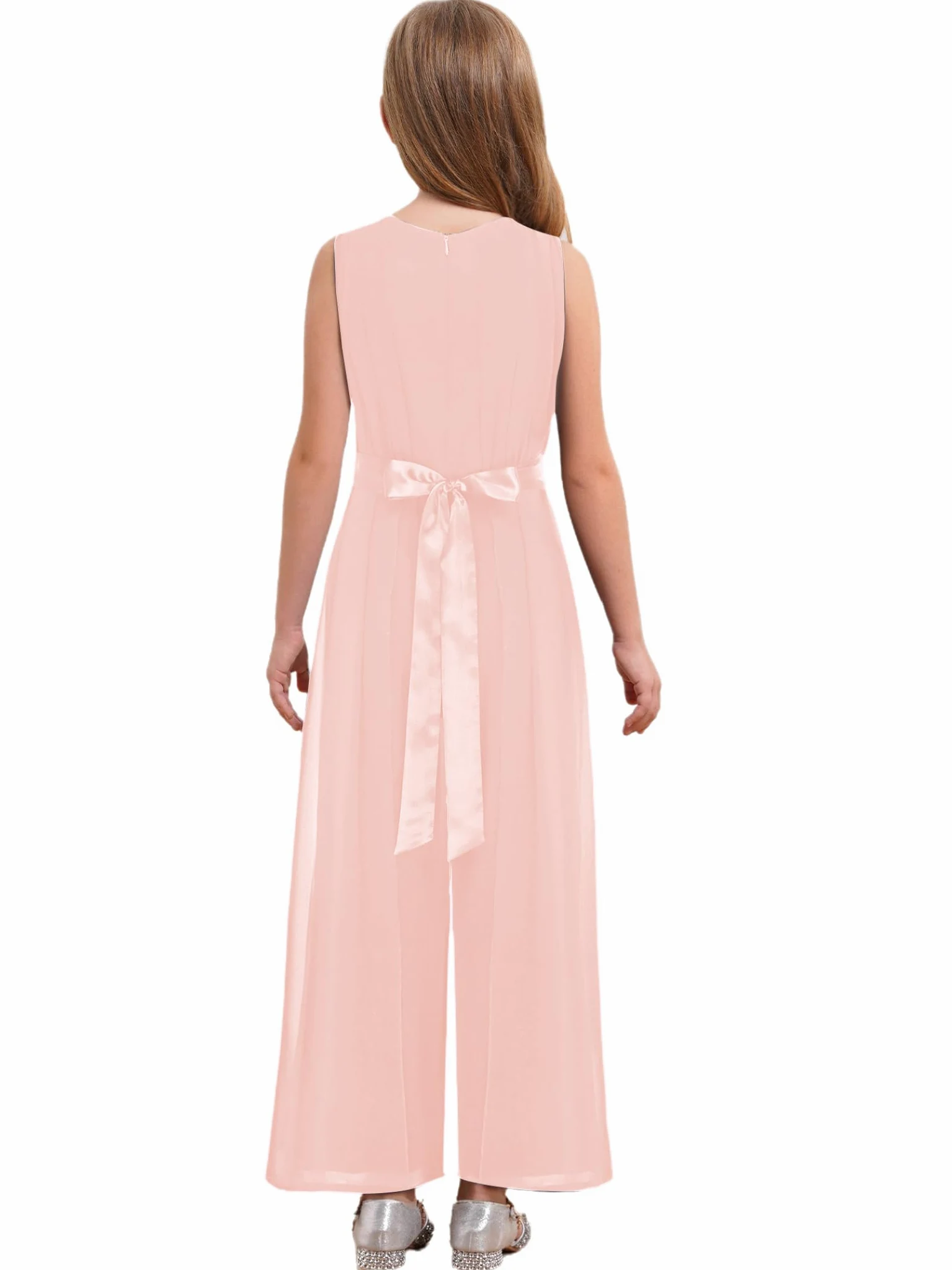 Mono festivo para niña, elegante, traje de pantalón con flores, cinturón de cintura, pantalones de pierna ancha, para bodas, cumpleaños, fiestas