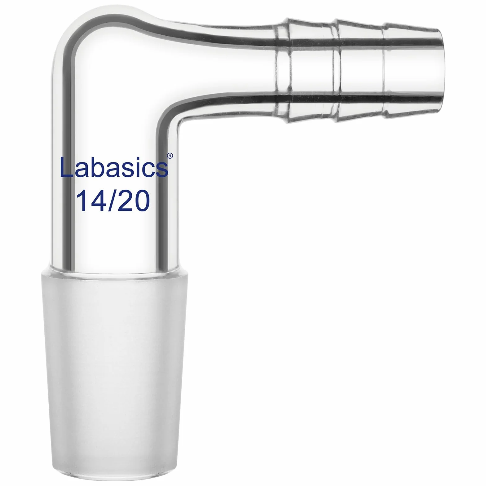 Labasics Adaptador de Vacío de Vidrio de 90 Grados, Junta Interior 14/20, Manguera para Laboratorio