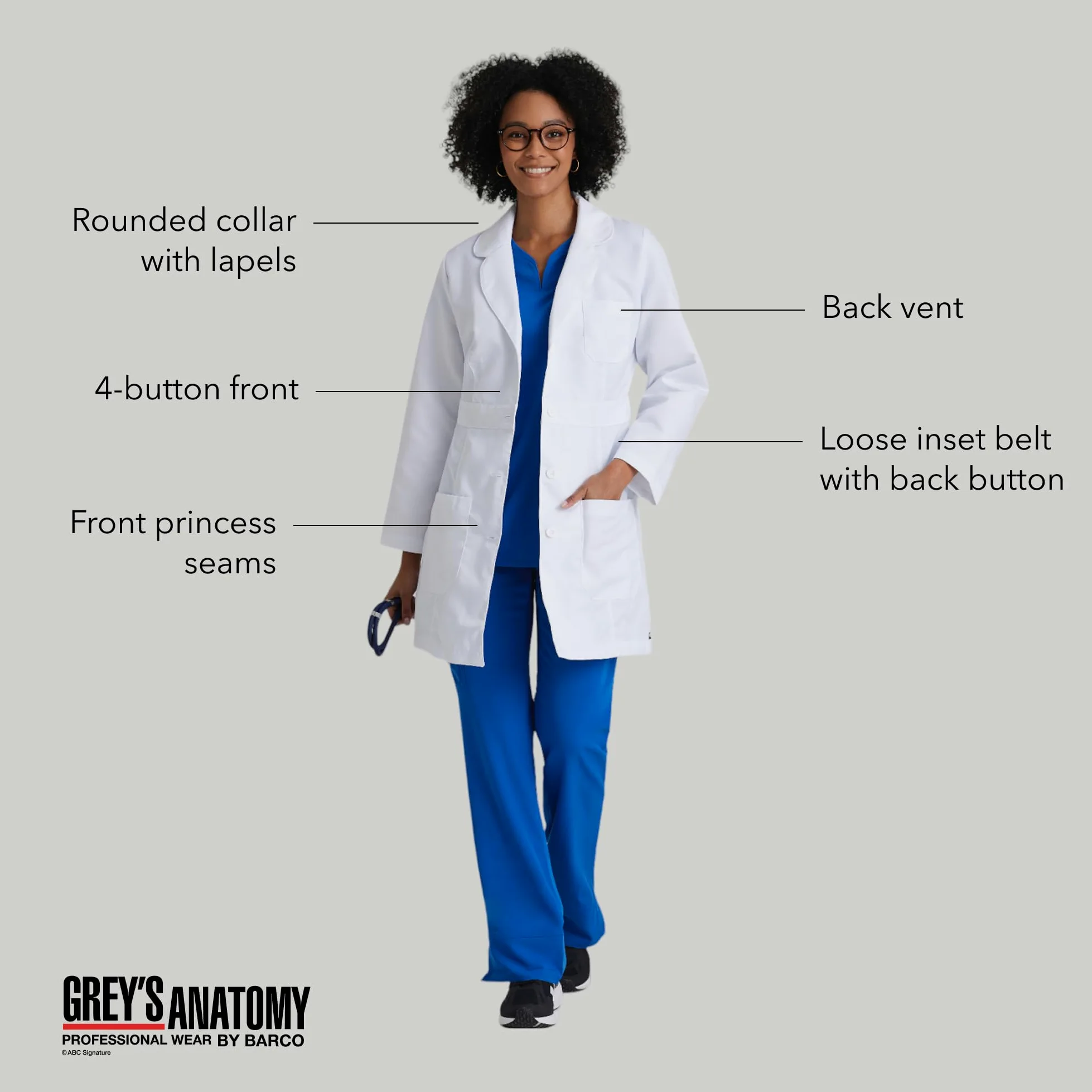 Grey's Anatomy 4481 34" Women's Lab Coat White L