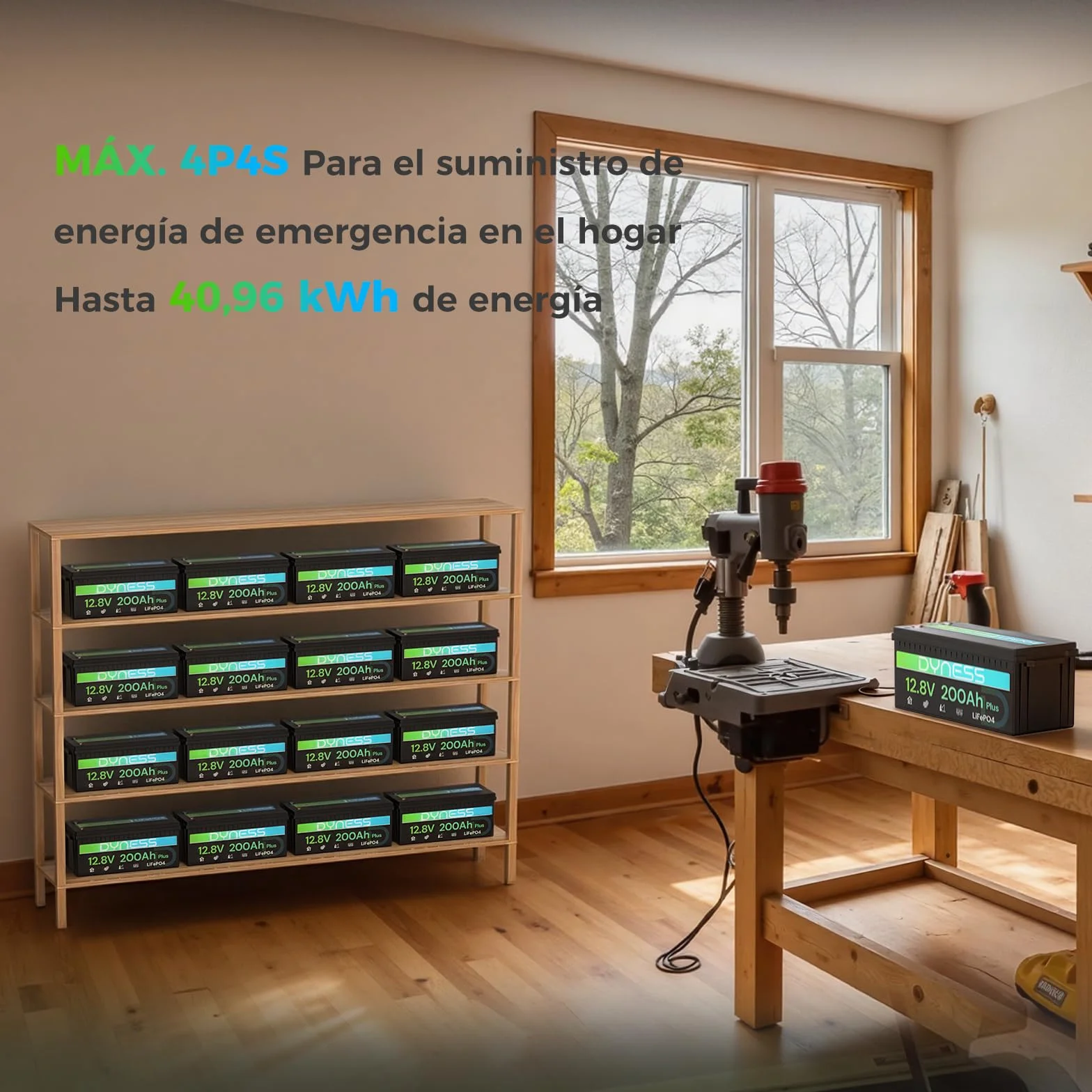Dyness LiFePO4 Batería de Litio 12V 200Ah 2560Wh BMS 200A Ciclo Profundo Marina RV Solar