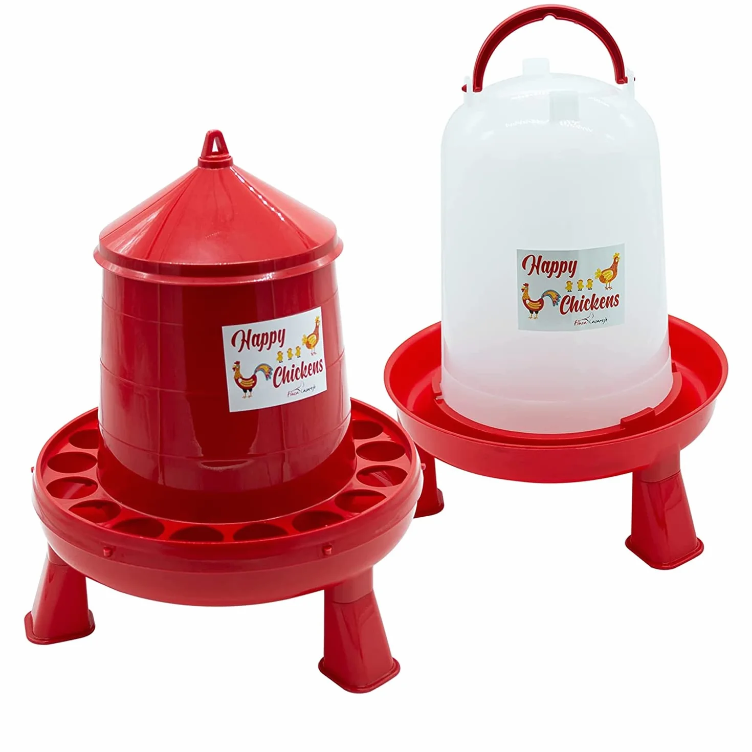 Comedero y Bebedero para Gallinas 4 kg 5 L con Patas Plástico Resistente