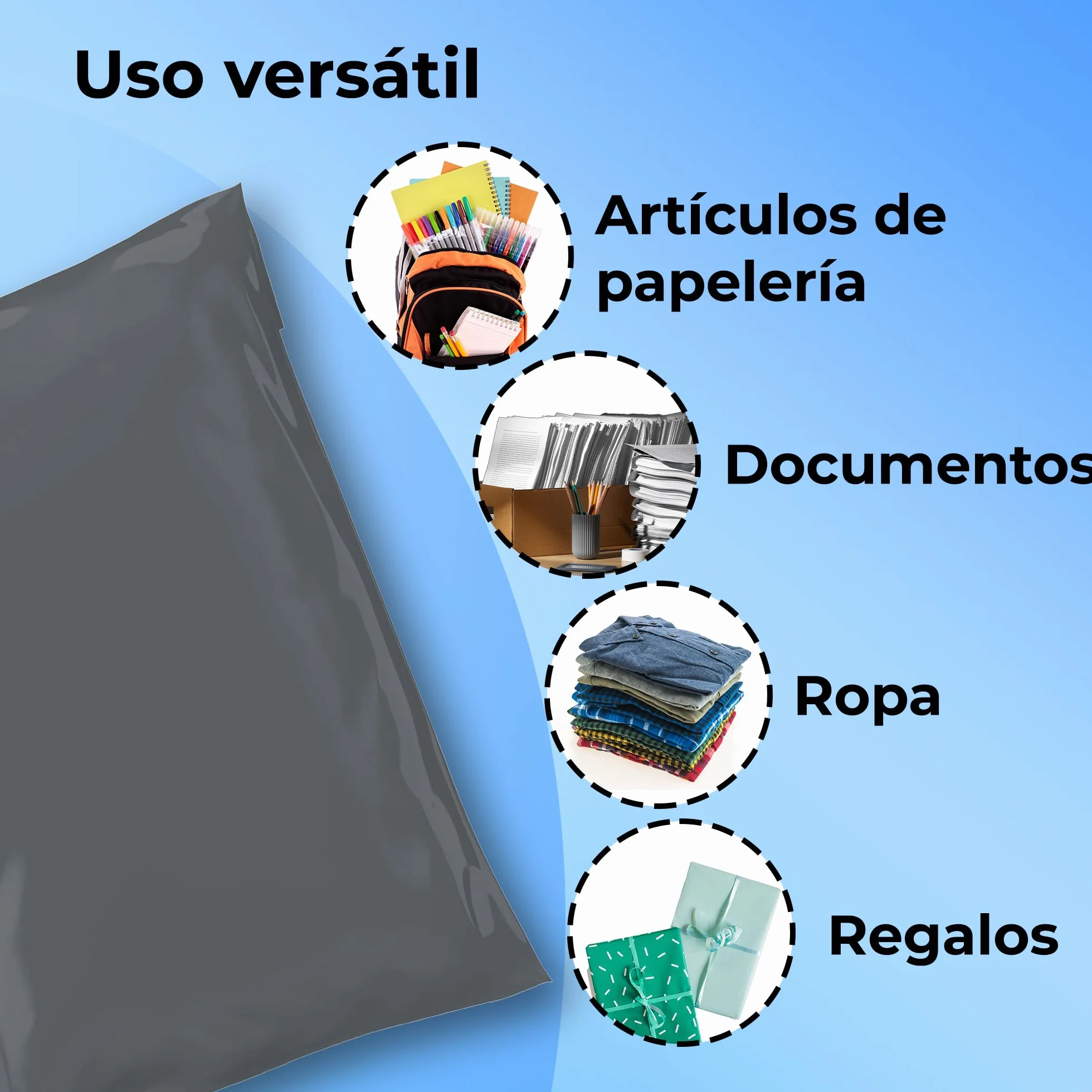 Double Dragon 60 Bolsas de Envío Resellables Plástico Antimanipulación Gris 4 Tamaños
