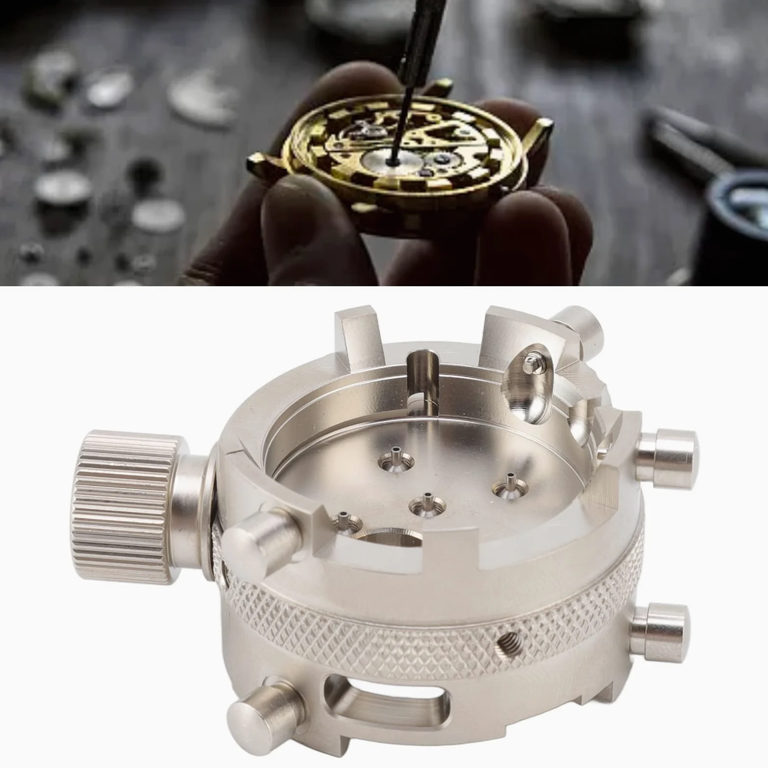 Base de movimiento de reloj, base de movimiento de reparación estable, herramienta de ajuste de fijación de acero inoxidable, soporte de movimiento de reloj de acero, herramienta de reparación de