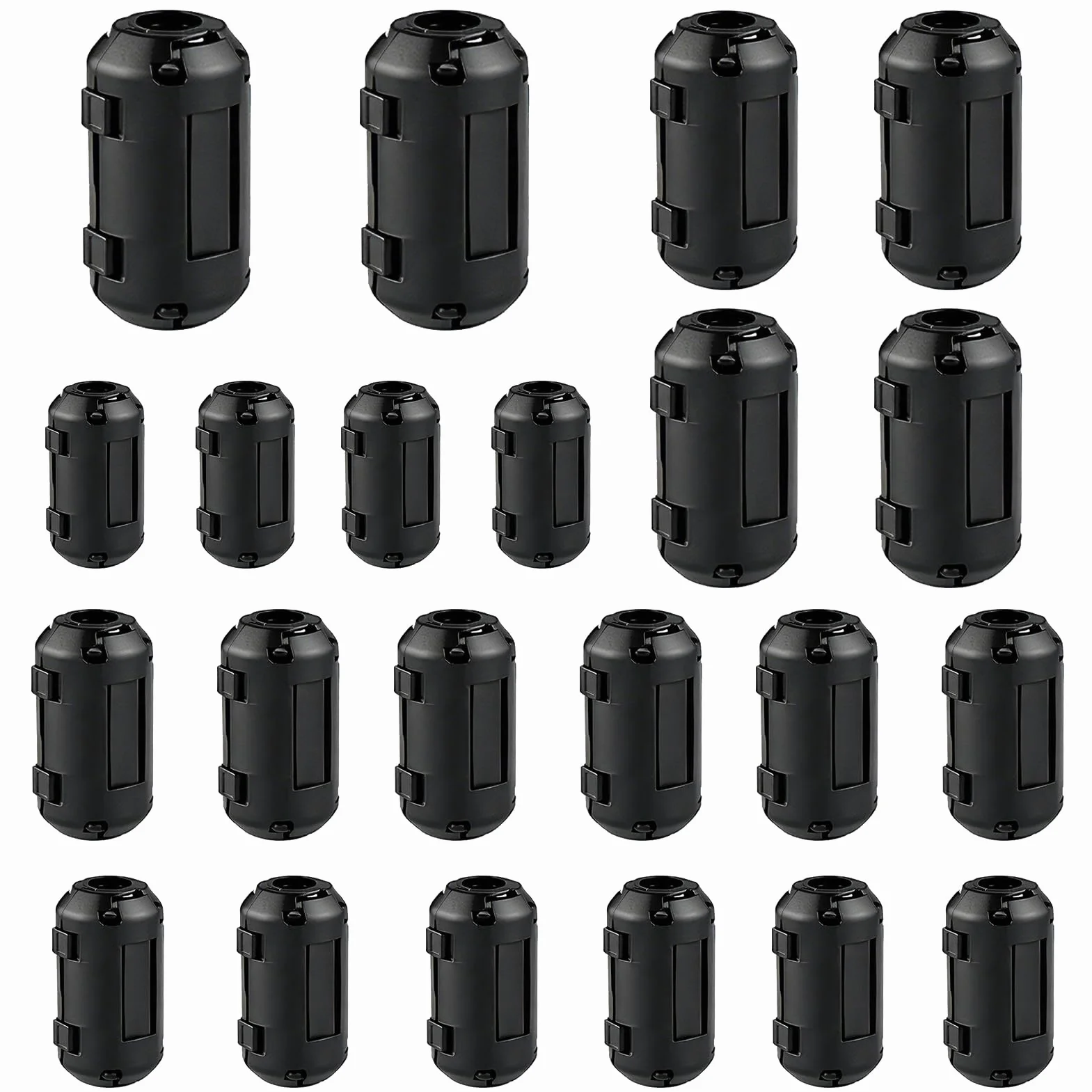 Núcleo de Ferrita para Cable 22 Piezas, Supresor de Ruido EMI RFI Clip-on Negro 3.5/5/7/9/13 mm