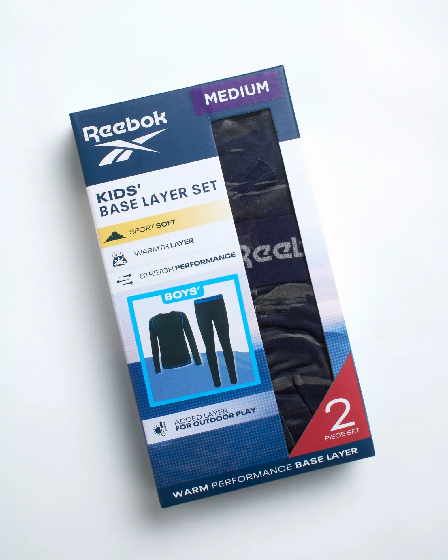 Reebok Conjunto de ropa interior térmica para niños – Camiseta de manga larga con capa base y pantalones largos John