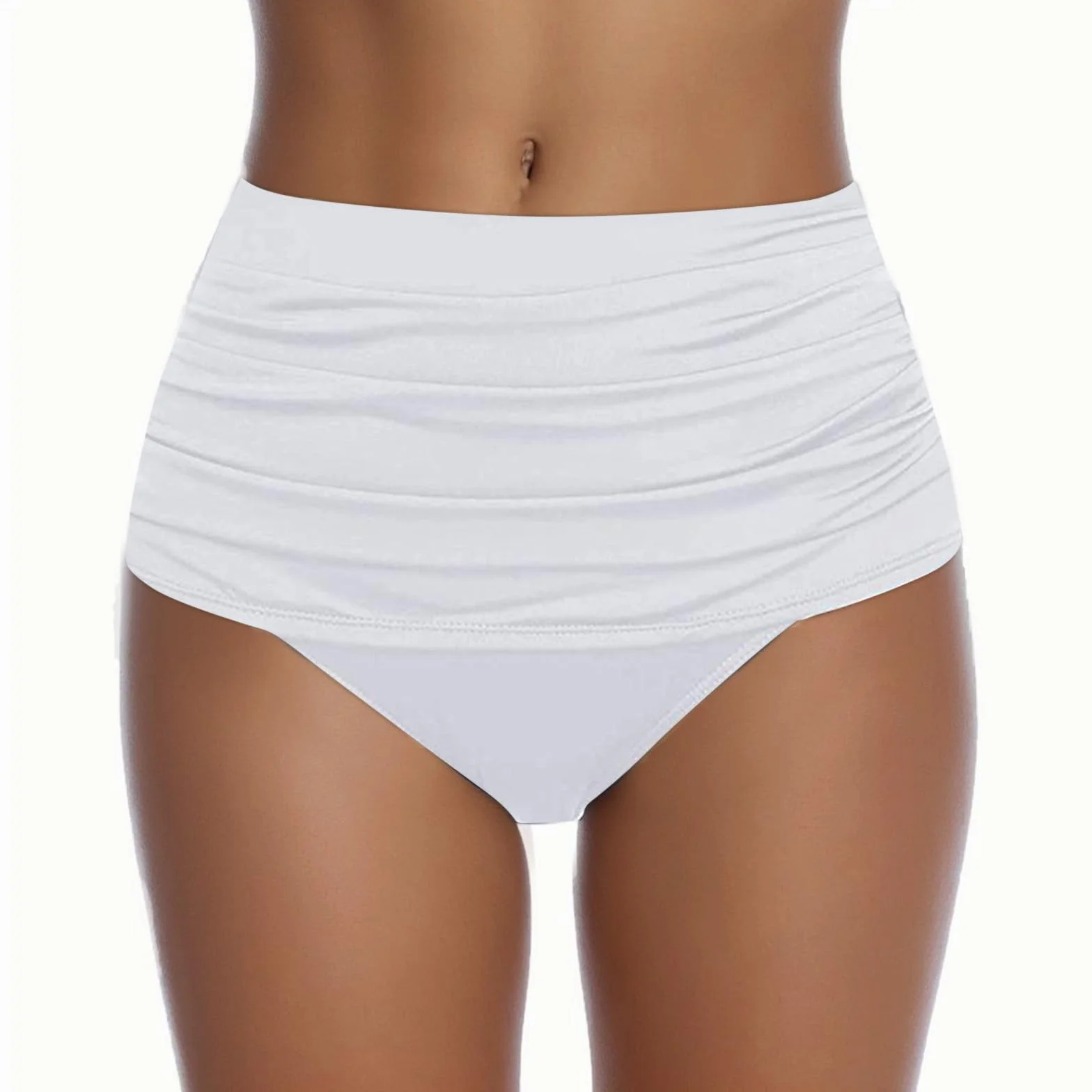 Bikini Mujer Culotte Talle Alto Drapeado Reductora Abdomen Natación Slip de Baño