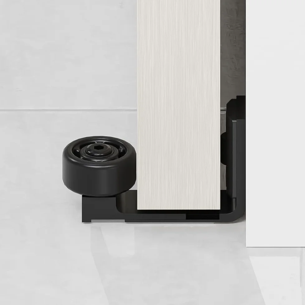 CCJH Guía de suelo ajustable para puerta corredera, soporte inferior, grosor 2,5-6 cm, negro