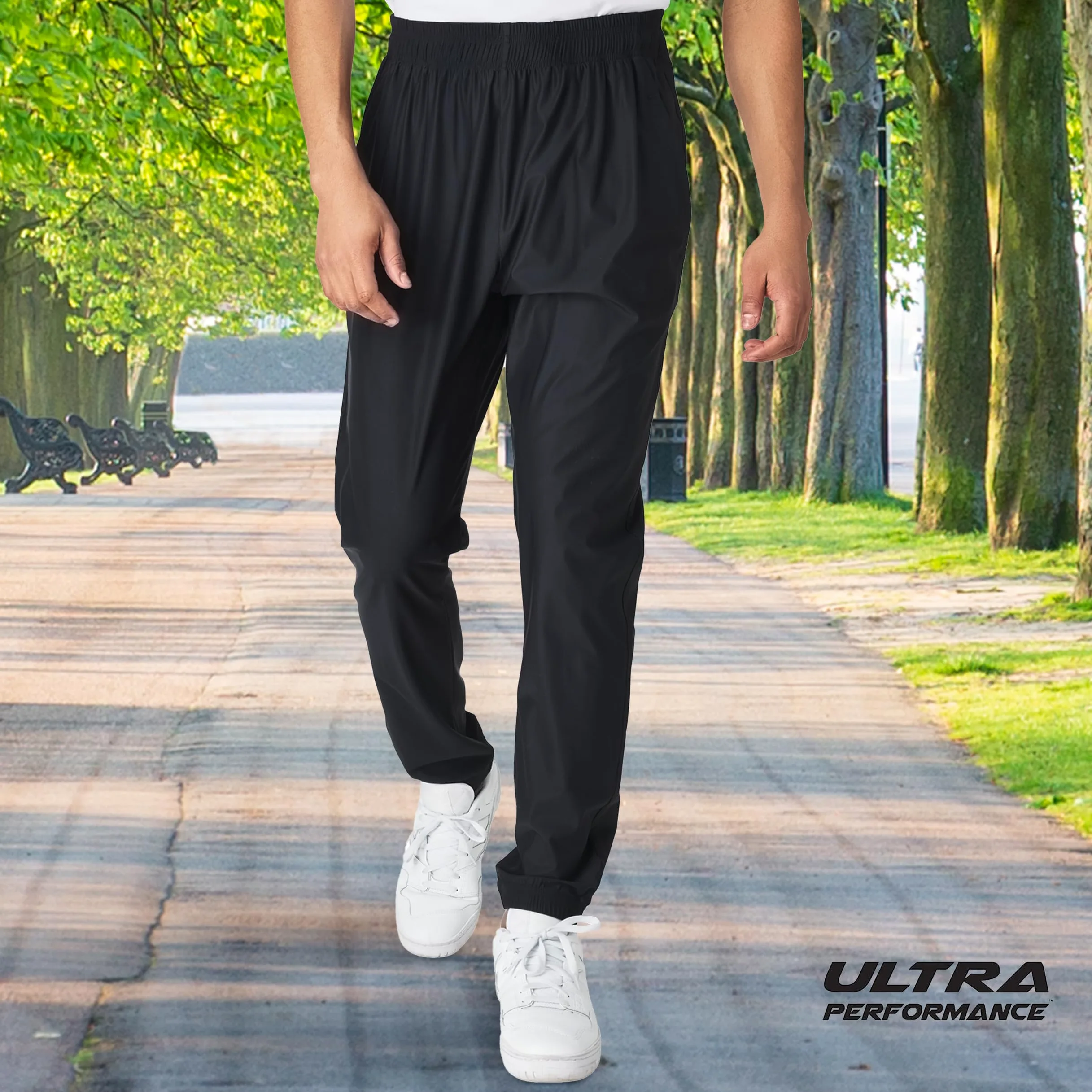 Ultra Performance Pantalones deportivos para hombre, pantalones deportivos de nailon elástico, pantalones deportivos de entrenamiento activo con bolsillos para hombre