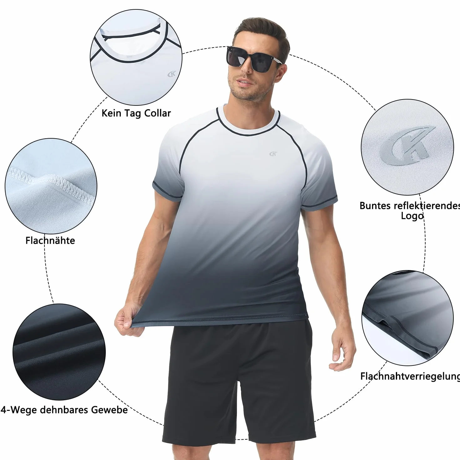 Camiseta Rashguard Hombre UV Manga Corta Secado Rápido Transpirable Surf Natación