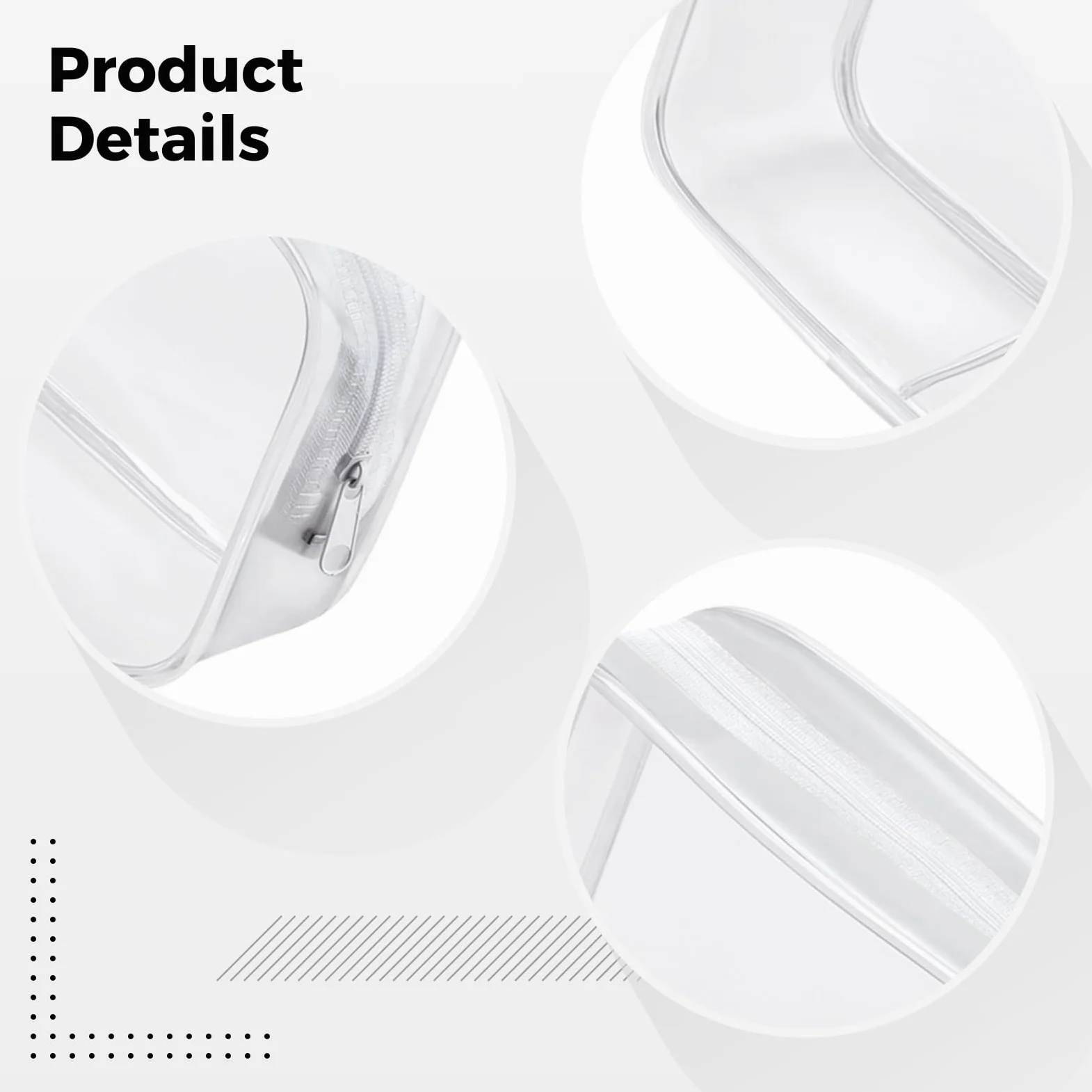 12 bolsas transparentes con cremallera para viajes, bolsas de maquillaje grandes de plástico con cremallera, bolsa de aseo transparente de PVC, espaciosa funda organizadora para artículos esenciales