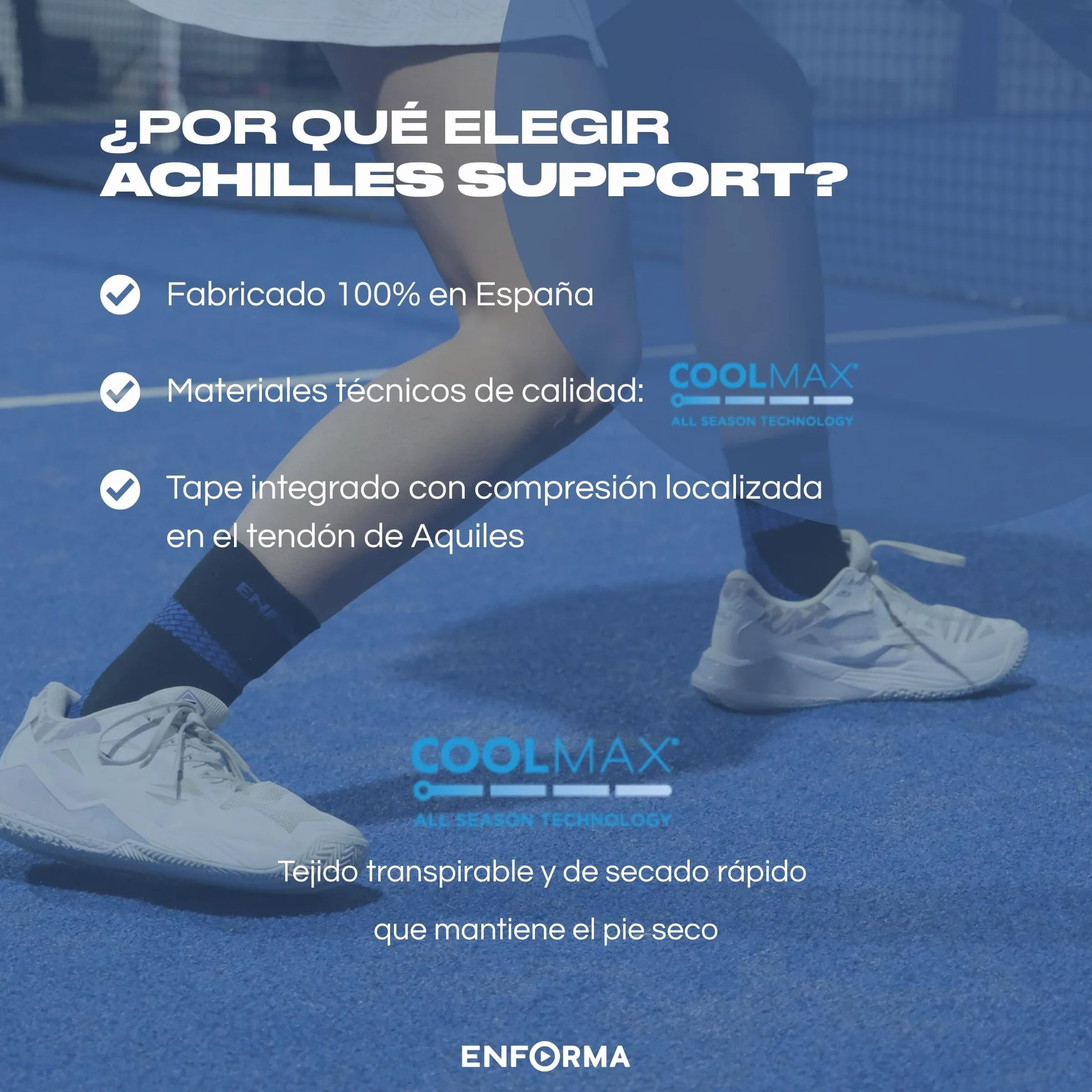 Enforma Calcetines Técnicos Tape Socks Coolmax Compresión Ergonómica Antideslizantes Fascitis Plantar Running Trail Protección Tendón Aquiles Hombre Mujer Deportes Montaña Alta Intensidad Duración