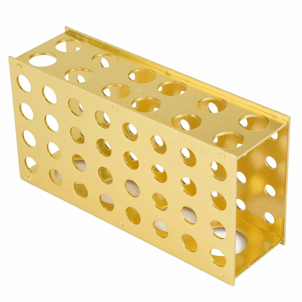 Soporte para tubos de ensayo de aluminio dorado 8x12, 3x18, 30 mm diámetro del orificio