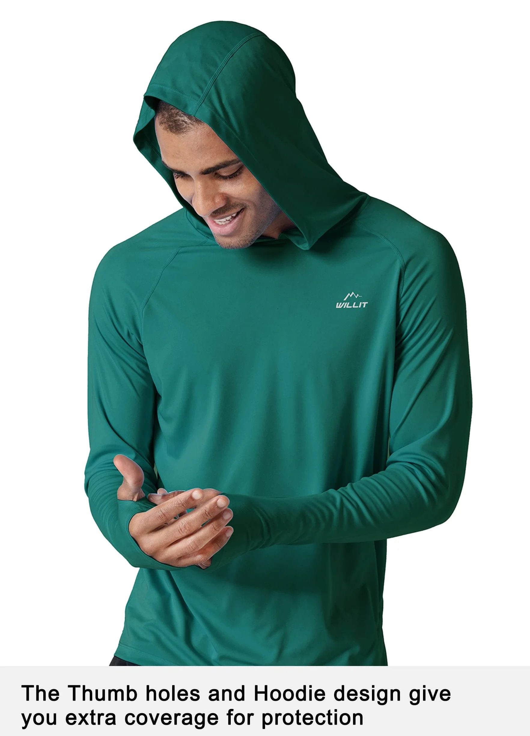 Willit Camisetas de protección solar UPF 50+ manga larga SPF UV ligera atlética correr