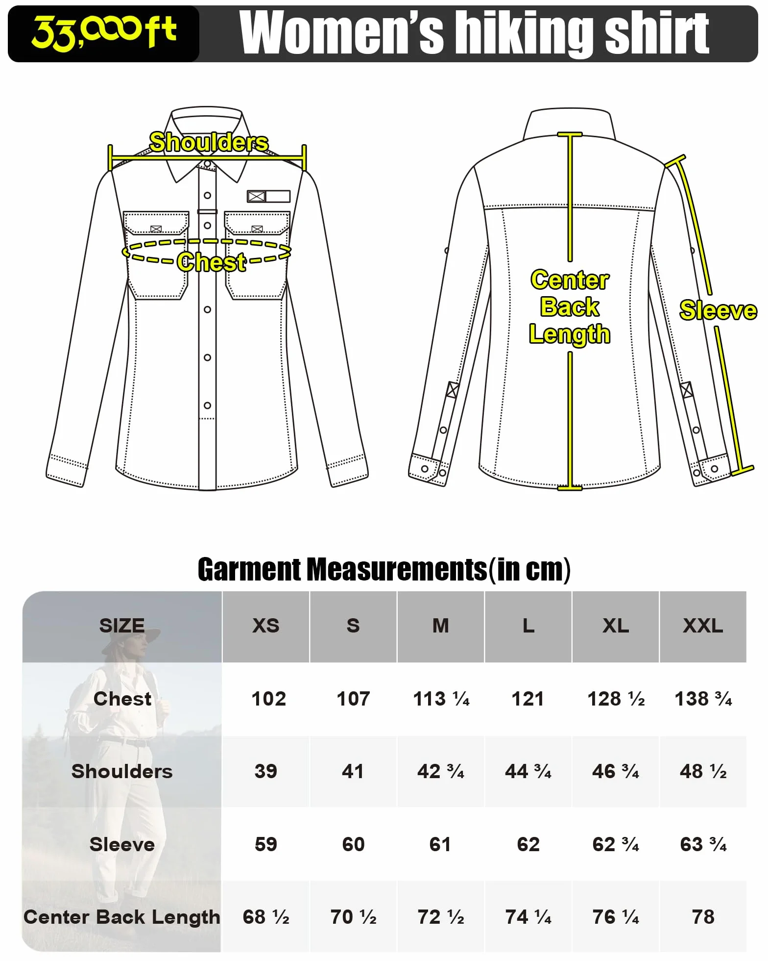 Camisa para mujer UPF50 protección UV secado rápido botones transpirable senderismo safari pesca viajes