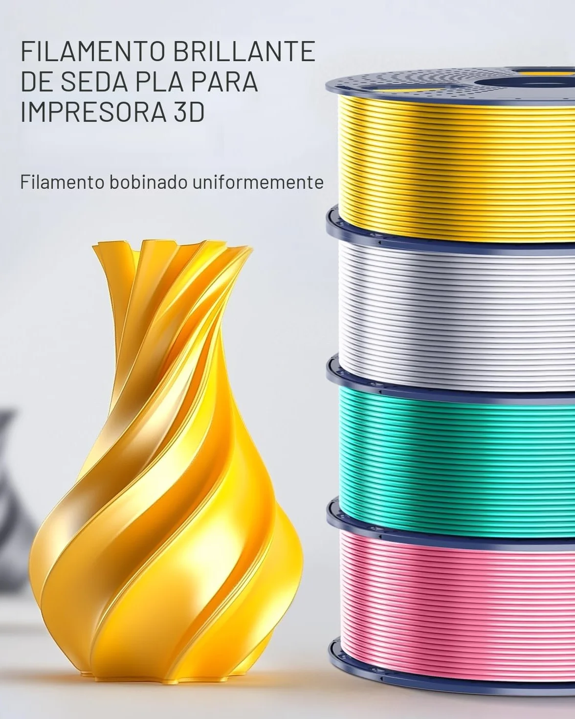 SUNLU PLA+ Silk Filamento 3D Seda Metálica 1,75 mm 1KG Plata