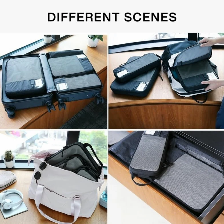 Cubos de Embalaje de compresión para Viajes Cubos de Embalaje de compresión expandibles Bolsas de Almacenamiento de Viaje livianas para Equipaje para organizar Ropa y Accesorios Artículos