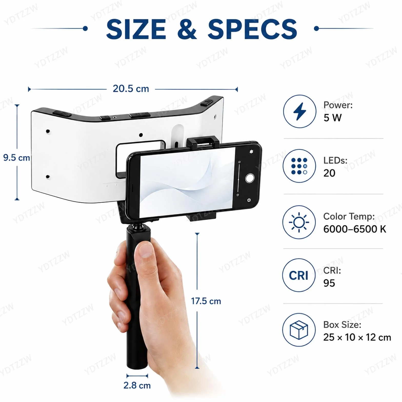 Lámpara LED dental fotografía 32000 lx 5 niveles brillo ajustable relleno bucal