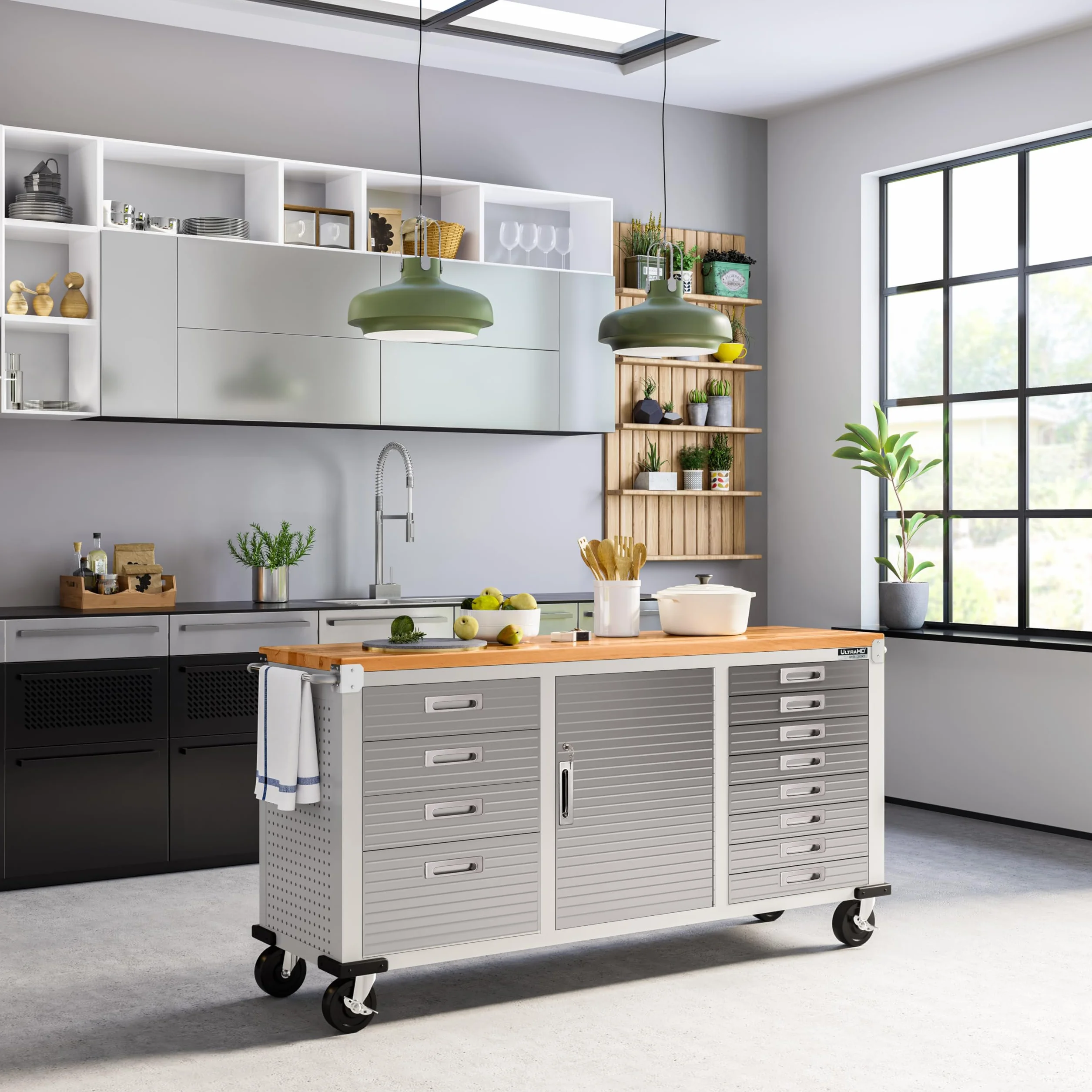 Seville Classics UHD20242 Banco de Trabajo 12 Cajones 182,9 x 50,8 x 95,2 cm Gris