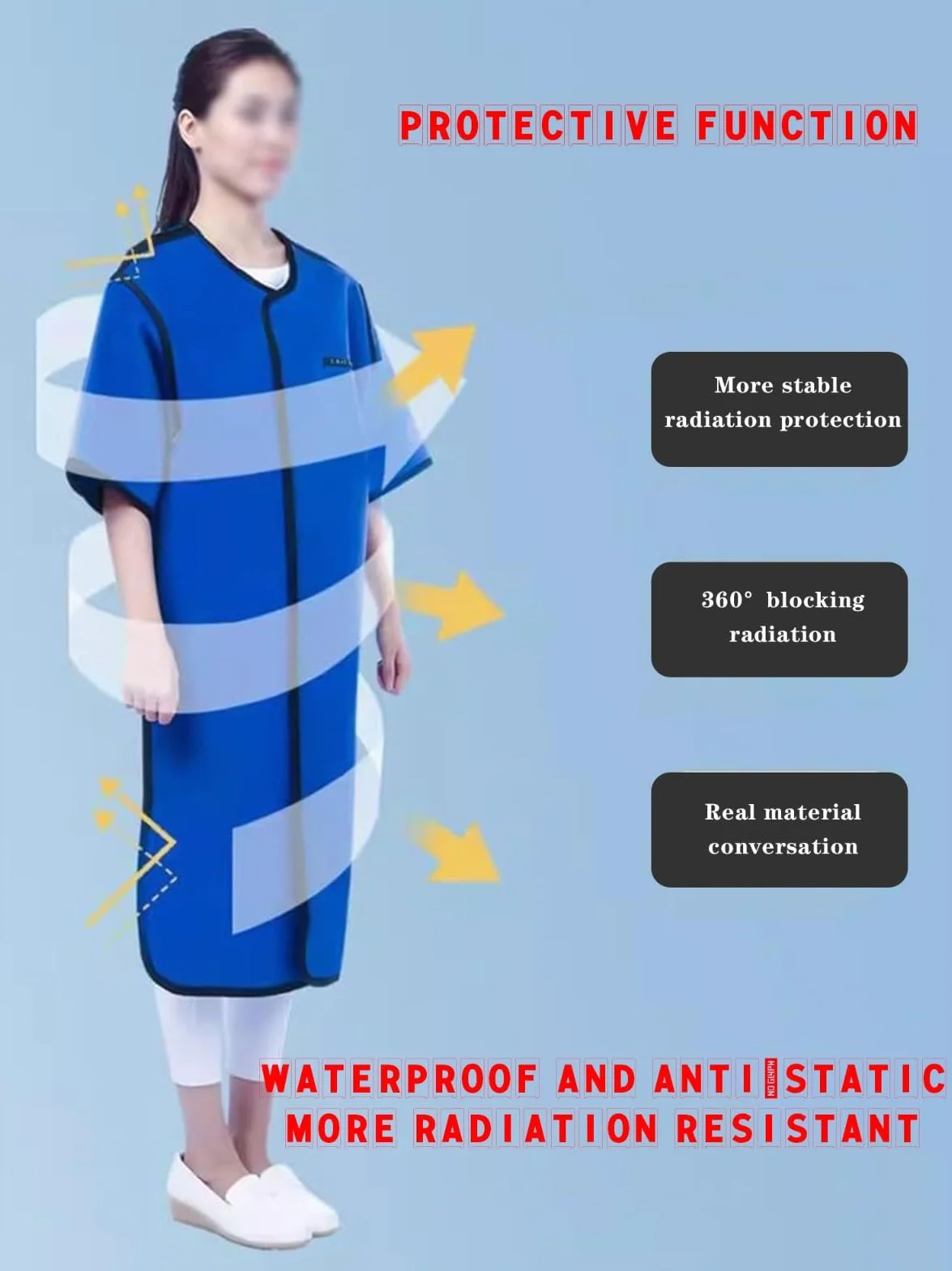 Delantal Protector de Rayos X, Cuello para Tiroides, 0.5mmpb Revestimiento de Plomo para Hospitales