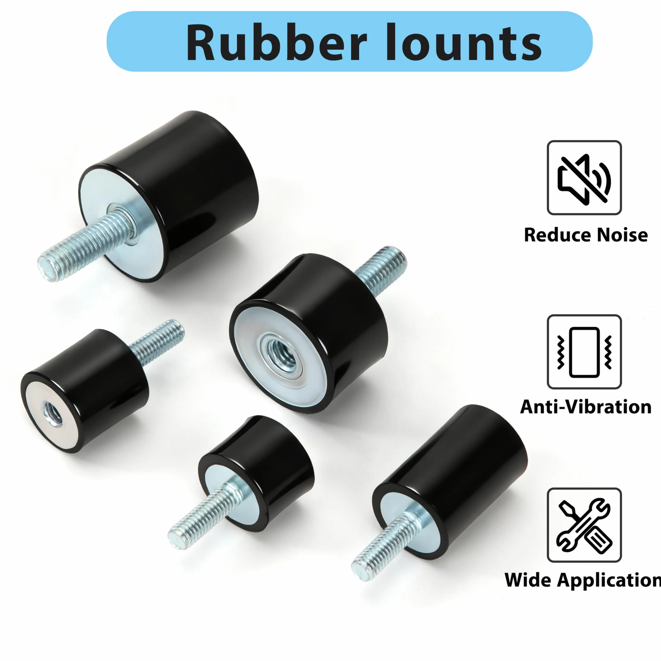 Amortiguador Antivibracion de Goma 4PCS Silentblock Soportes M6 para Compresores Aire Motores Diesel Bombas Agua