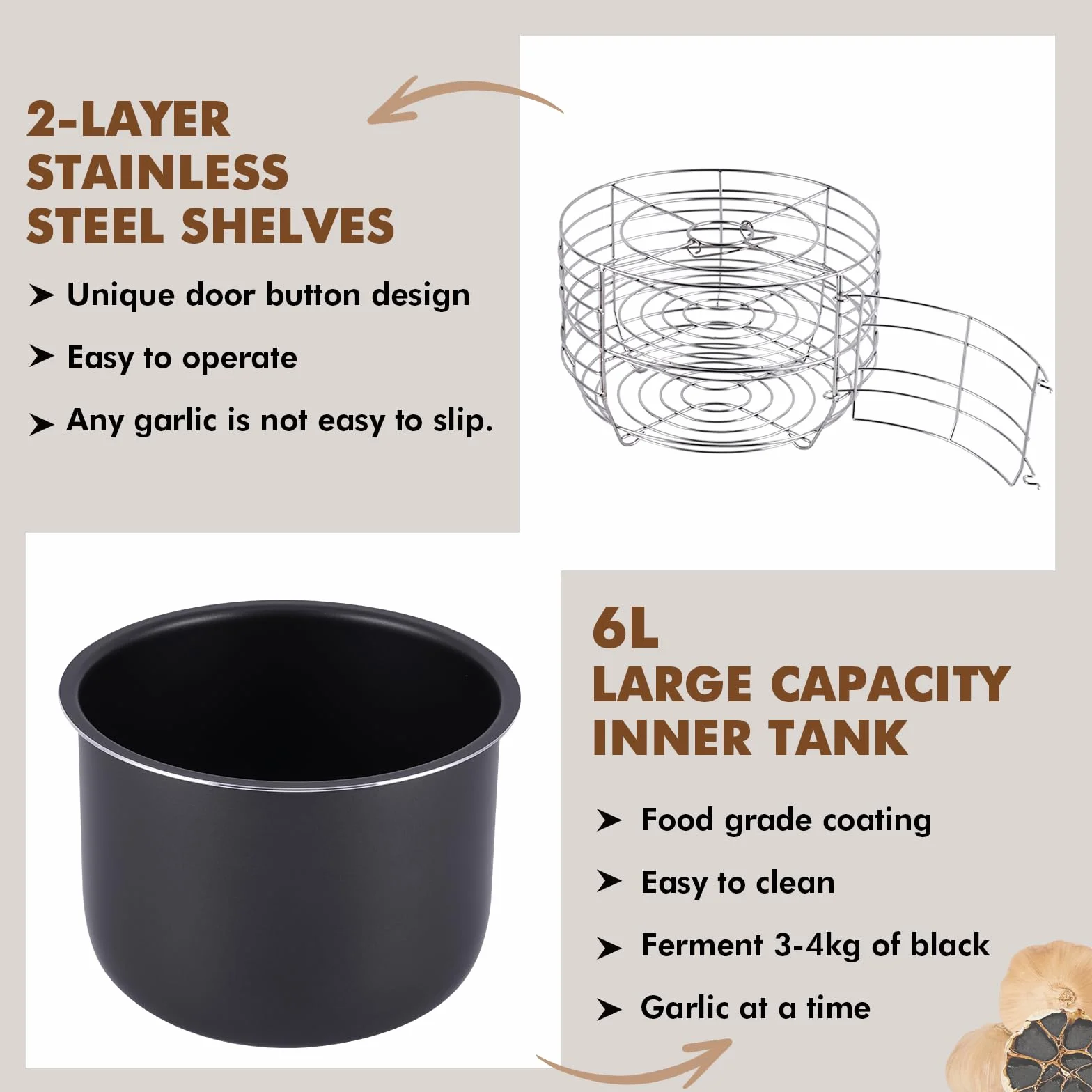YUCHENGTECH Fermentador de Ajo Negro Automático 6L con Control de Tiempo y Temperatura