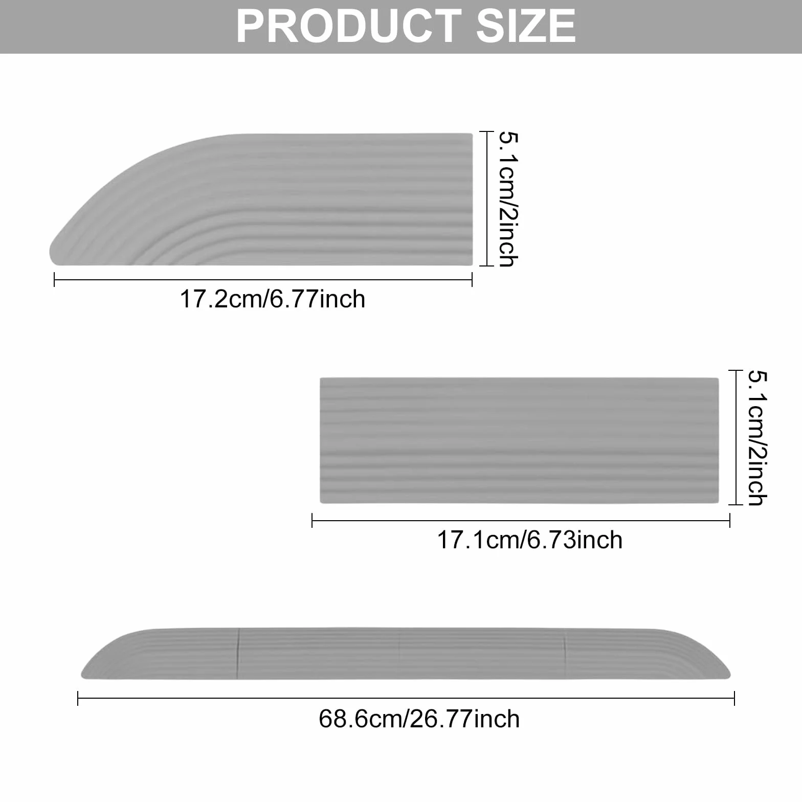 Antideslizante Rampa de Umbral para Robot Aspirador de TPE, Longitud Ajustable, Gris 68,6 cm