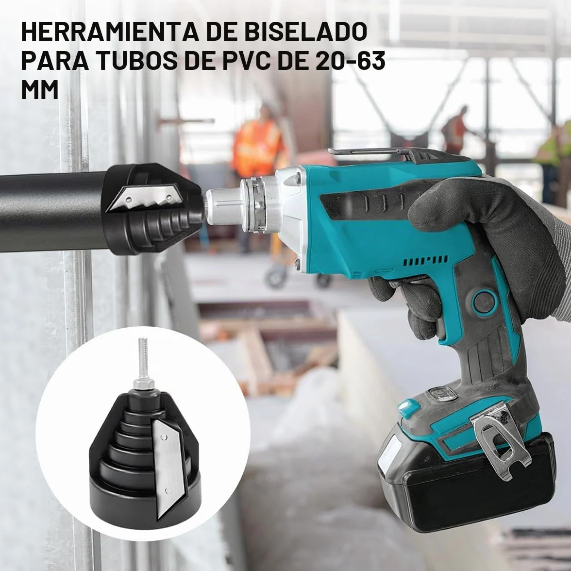 Desbarbador Manual de Tubos de PVC, PP y PE, Herramienta para Biselar Tubos de 20-63 mm