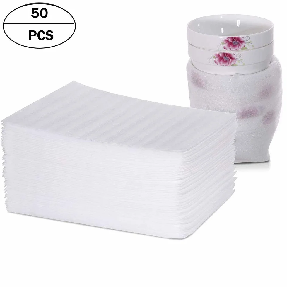Bolsas de Embalaje de Espuma EPE Impermeable A Prueba Choques 50 Piezas para Vajilla Vasos Porcelana