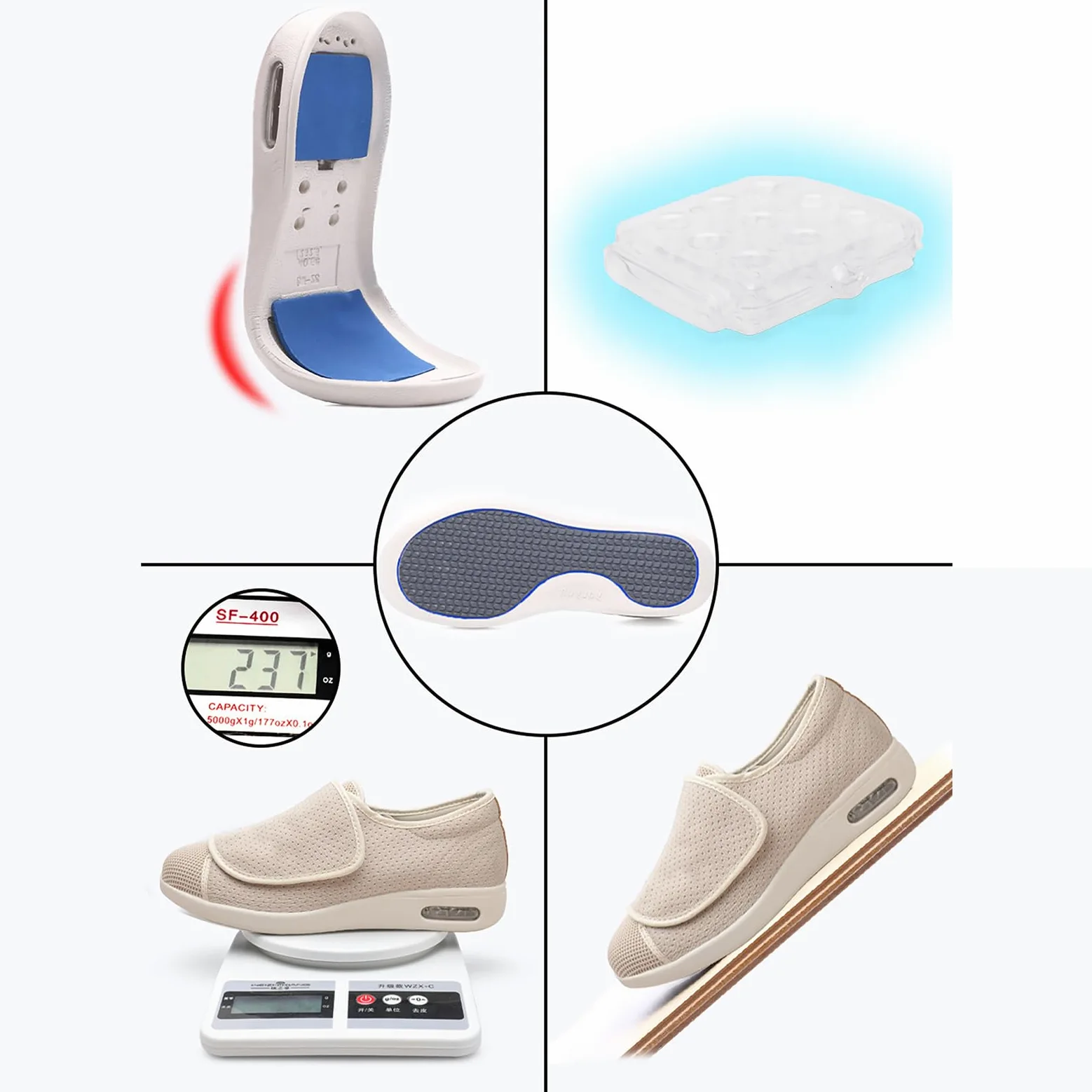 Zapatos Elegantes Mujeres Diabéticas, Zapatillas Ligeras Caminar con Ancho Extendido Y Correa Ajustable Poner Y Quitar Fácilmente, Zapatos para Edemas En Pies Hinchados, Zapatos