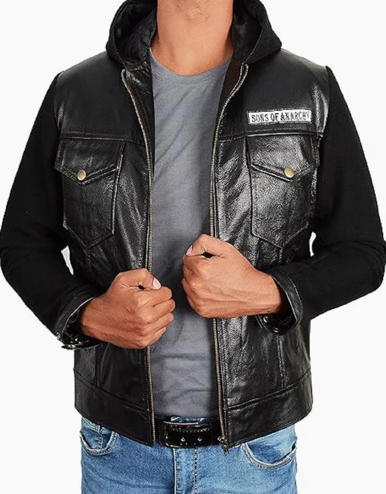 Chalecos y sudadera con capucha de piel para hombre, diseño de Hijo de la Anarquía Biker Club California